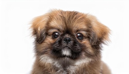 ペキニーズの子犬のポートレート（Pekingese puppy portrait on white background）
