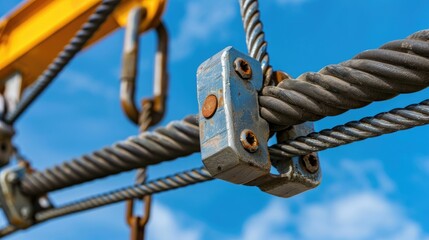 Adjustable device for cable tension with blue sky background