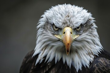 Majestic bald eagle leader attentively observing surroundings with a serious and focused gaze