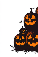 Spooky Jack-o'-Lanterns on White Background