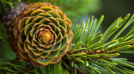 Fibonacci Spirals Seen in Pine Cone Biology