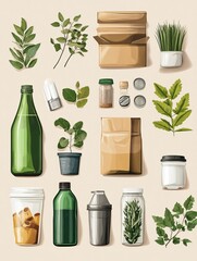 Assortment of Eco-Friendly Products and Plants