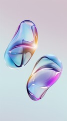 Abstract rainbowy shapes floating on pastel background