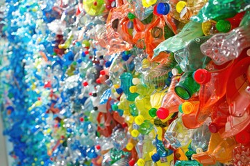 Fototapeta premium Concept of recycled plastic showing sustainable practices, waste management, and eco-friendly materials.