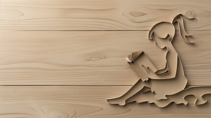 International Day of Knowledge features paper cutout of girl reading on wooden backdrop