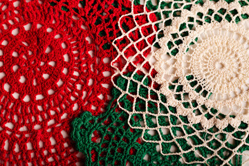 A collection of colorful crocheted doilies, perfect for crafting, home decor, or handmade...
