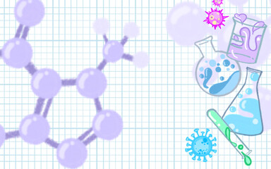 Education doodle seamless pattern. Science line hand drawn elements - mathematics formula, chemistry molecule, dna, graph, scientific experiment vector repeated background