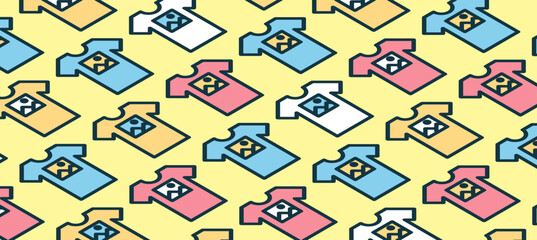 Isometric t-shirt pattern. Print on demand service banner. Tees with prints banner.