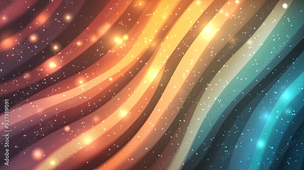 Poster colorful abstract background with flowing waves and sparkling lights for creative projects and desig