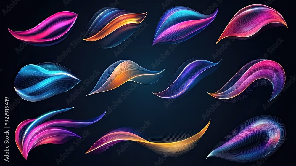 Poster vibrant swirls and waves showcasing dynamic colors and sleek designs, perfect for modern graphics an