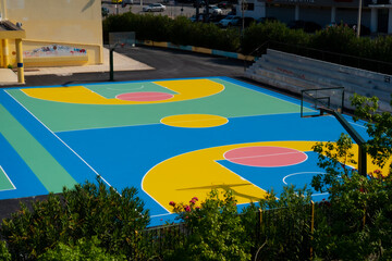Colorful outdoors basketball court outdoors 