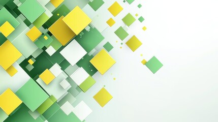 An abstract green and yellow background with squares, commercial banner, design on a white background