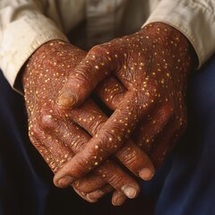 Fototapeta premium Man’s hands with blistering rash and sores