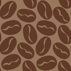 Vector vintage seamless pattern with coffee beans. Retro pattern with coffee bean