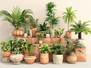 Urban Jungle Oasis: Lush greenery thrives in a modern, minimalist interior, transforming the space with a touch of nature's tranquility. 