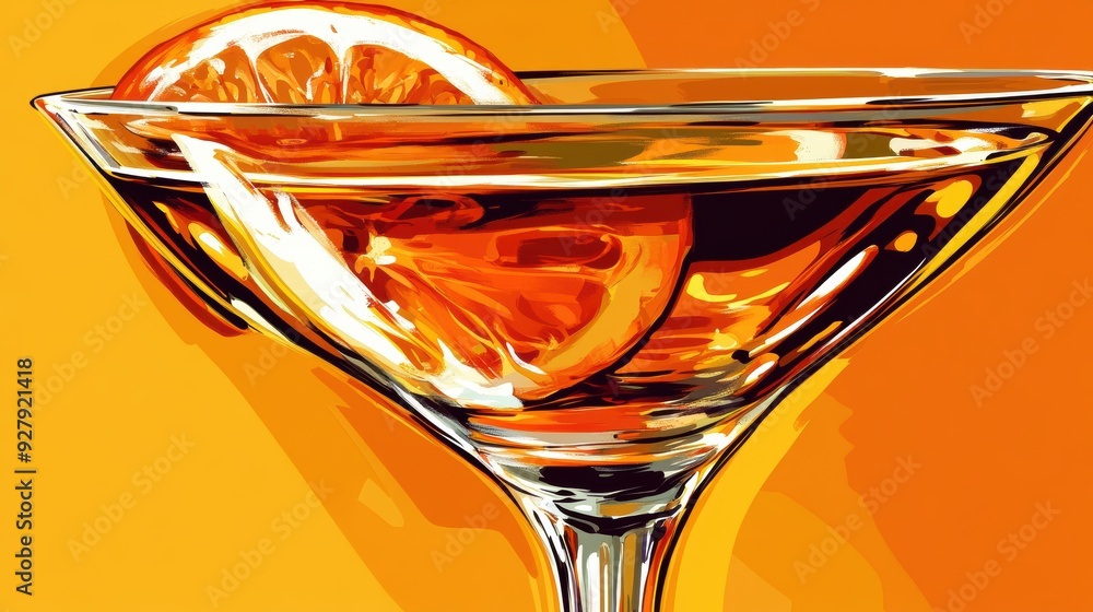 Canvas Prints Vibrant Cocktail in Glass with Orange Slice