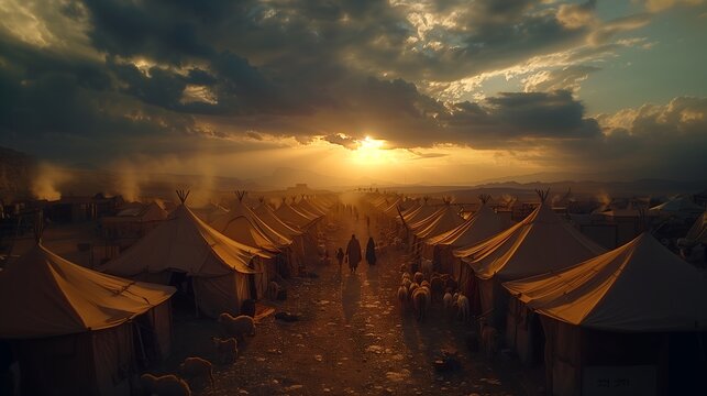 Israelitas no Deserto, camp of the Israelites in the Desert, or other peoples of the time, such as Philistines, Ammonites