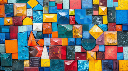 Diversity: A colorful mosaic of different shapes and patterns, representing diversity and inclusion in the workplace, with copy space