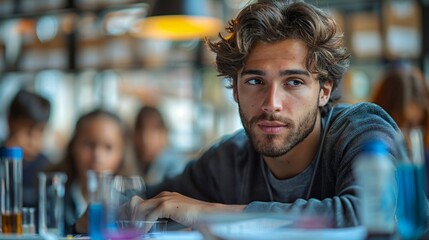 portrait of student working on a college project