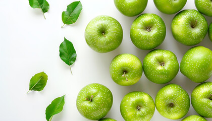 Fototapeta premium Ripe green apples isolated on white