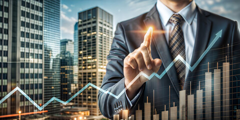 Investing in the Stock Market Concept with Rising Trading Chart, Financial Growth Representation