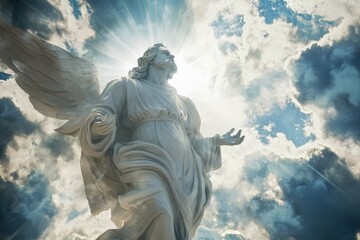 Fototapeta premium Divine portrayal of a deity in serene paradise heavenly illustration capturing godly essence