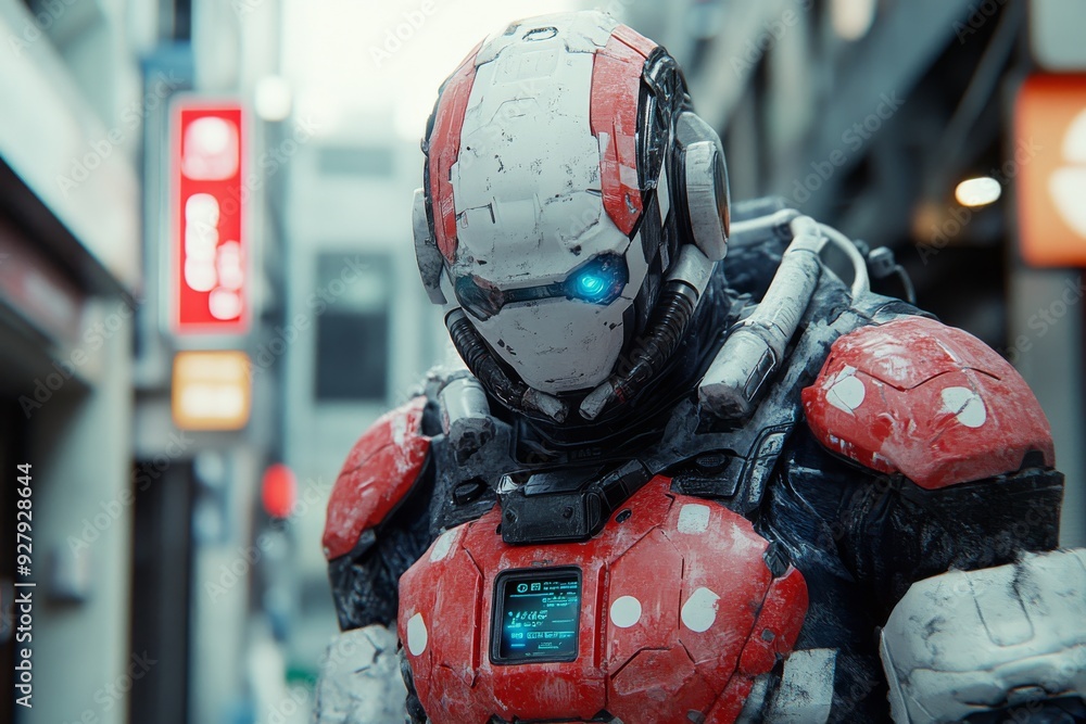 Poster robotic humanoid in urban exploration depicting the role of ai in understanding and interacting with