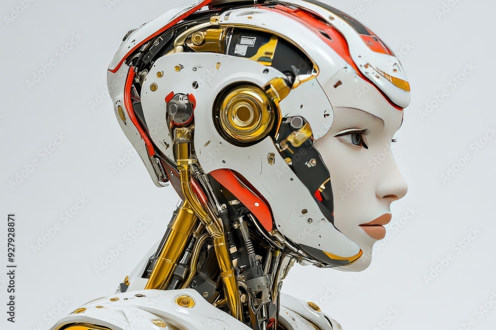 Aufkleber futuristic robotic head with sophisticated circuitry exploring the potential of ai in mimicking huma