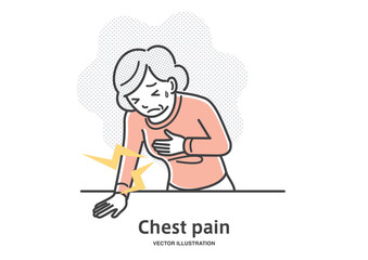 胸が痛いシニア女性