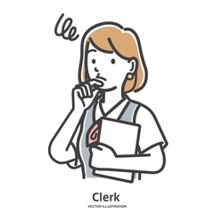 疑問に思う女性事務員