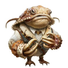 Clam Tailor Occupation fantasy animal cartoon isolated whitebackground