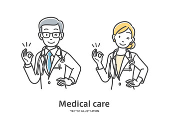 OKサインをだす男女の医者