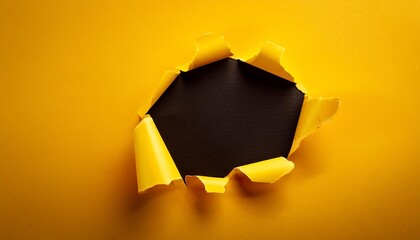 Hole on paper. Peek through a hole on yellow paper. Generated image