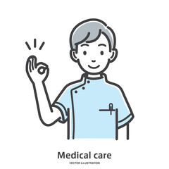  OKサインをだして納得している男性の看護師