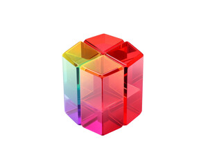 A colorful glass cube isolated on transparent background.