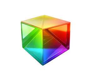 Rainbow cube isolated on a transparent background.