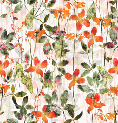 Watercolor floral pattern, boho inspiration for woman fashion, fabrics and decoration.