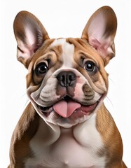 Fototapeta premium 笑顔のブルドッグの子犬のポートレート（Portrait of a smiling Bulldog puppy on white background） 