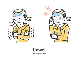 風邪の症状の女の子