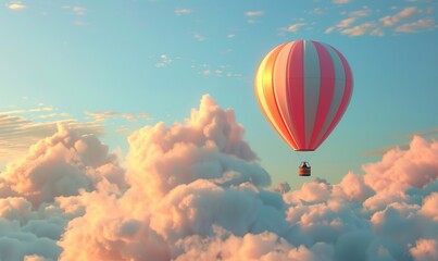 Fototapeta premium Hot air balloon soar high in the clear sky showing the beauty of nature Generate AI