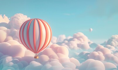 Obraz premium Hot air balloon soar high in the clear sky showing the beauty of nature Generate AI