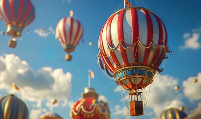 Obraz premium Hot air balloon soar high in the clear sky showing the beauty of nature Generate AI
