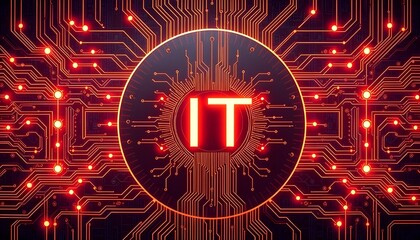 IT icon, digital technology, circuit board. Concept of  innovation technology on circuit board.