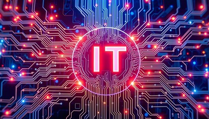 IT icon, digital technology, circuit board. Concept of  innovation technology on circuit board.