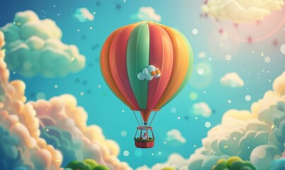 Obraz premium Hot air balloon soar high in the clear sky showing the beauty of nature Generate AI