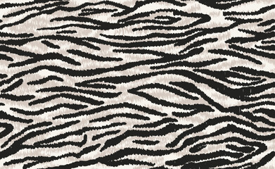 Pattern repeat design of zebra skin with ikat effect, perfect for textiles and decoration. © D&R studio
