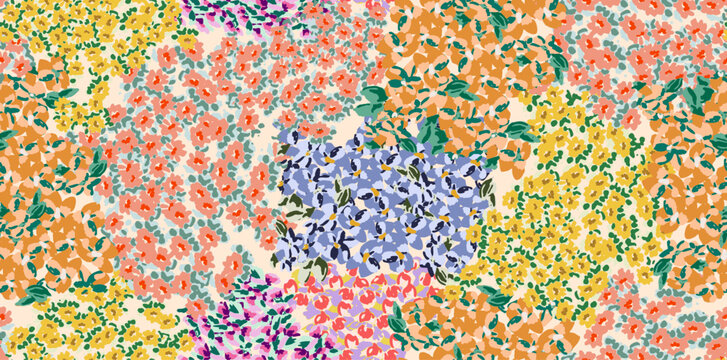 Floral liberty pattern. Plant background for fashion, tapestries, prints. Modern floral design perfect for fashion and decoration.