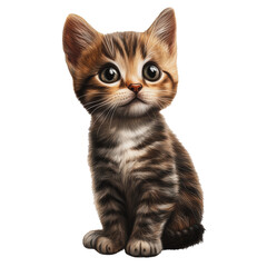 Obraz premium PNG Cute striped kitten sitting on a white background