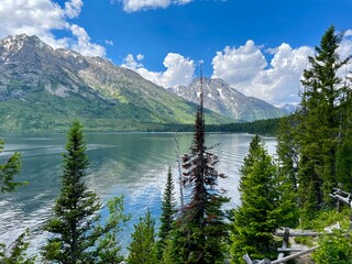 Beautiful scenic view of Jenny Lake with Grand Teton Mountains
