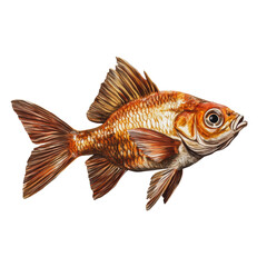 Naklejka premium PNG A detailed illustration of a goldfish swimming
